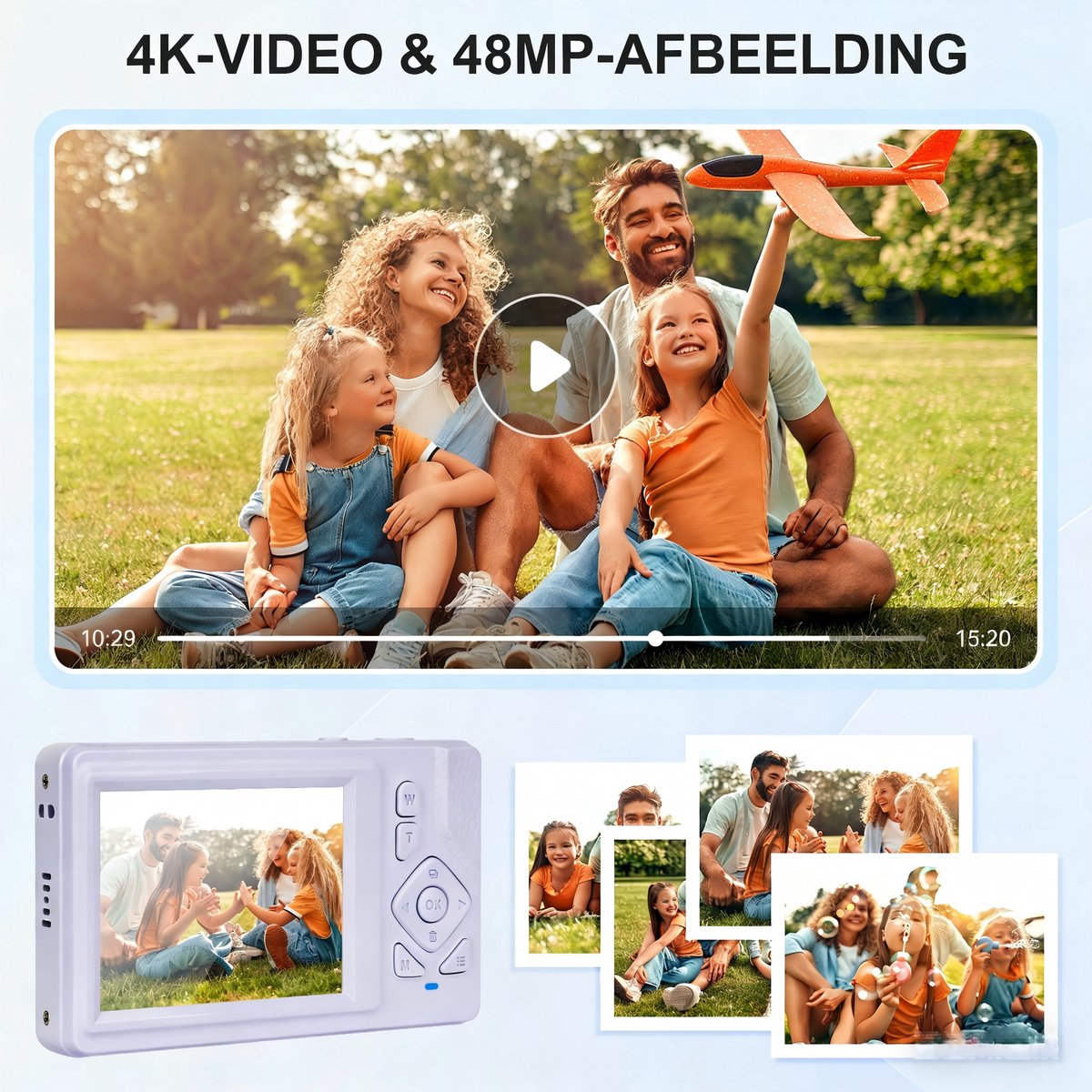4K Digitale Camera voor Beginners & Kinderen - 48MP Fotocamera met Autofocus - 18X Zoom - Compact Camera met 2.8" Scherm - Inclusief 32GB SD-kaart & Handig Opbergzakje - Paars thumbnail 3