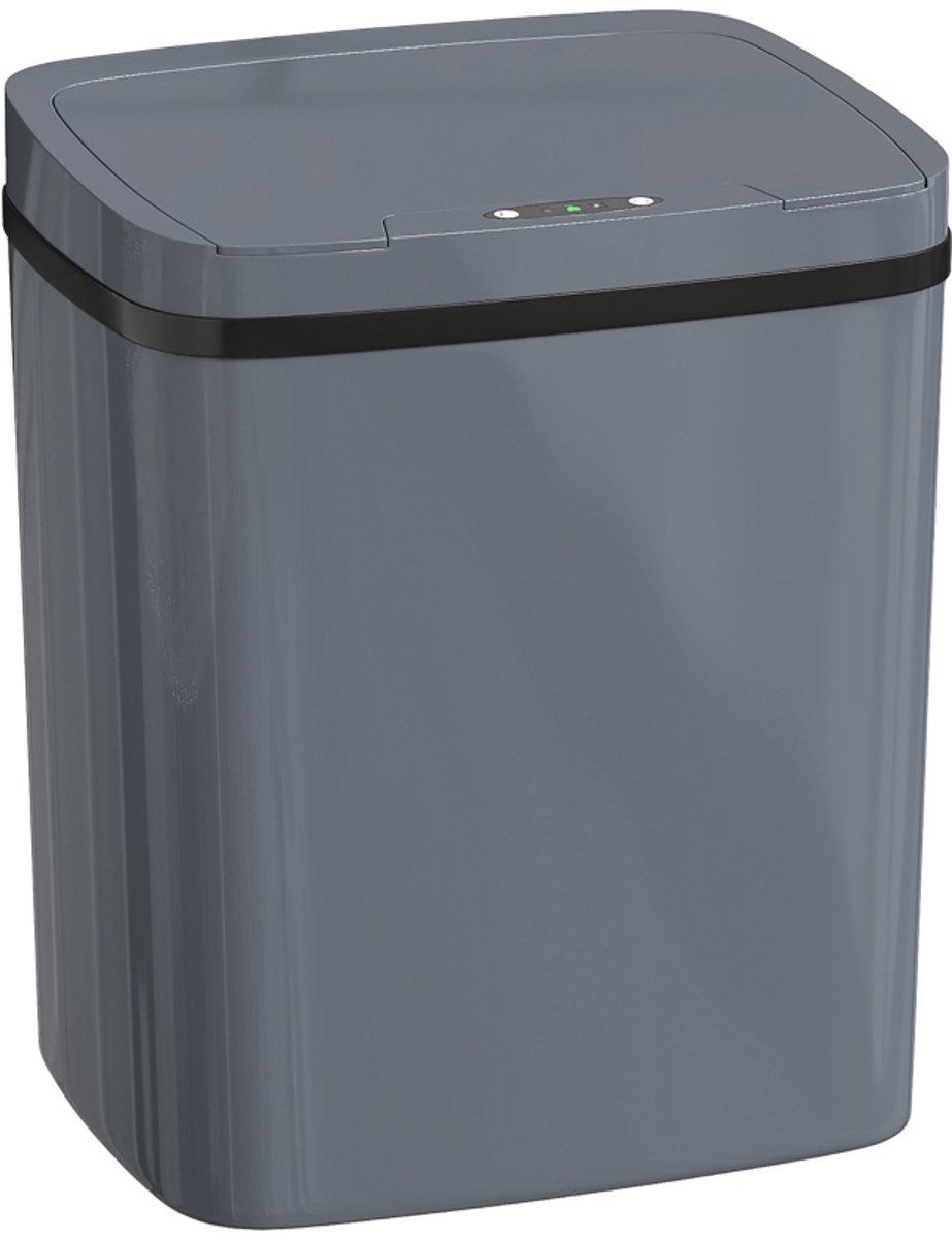 Daity Automatische, contactloze keukenafvalbak met sensorbediening (15 liter), gemakkelijk schoon te maken, werkt op batterijen, geschikt voor thuis, kantoor, slaapkamer en badkamer, grijs.