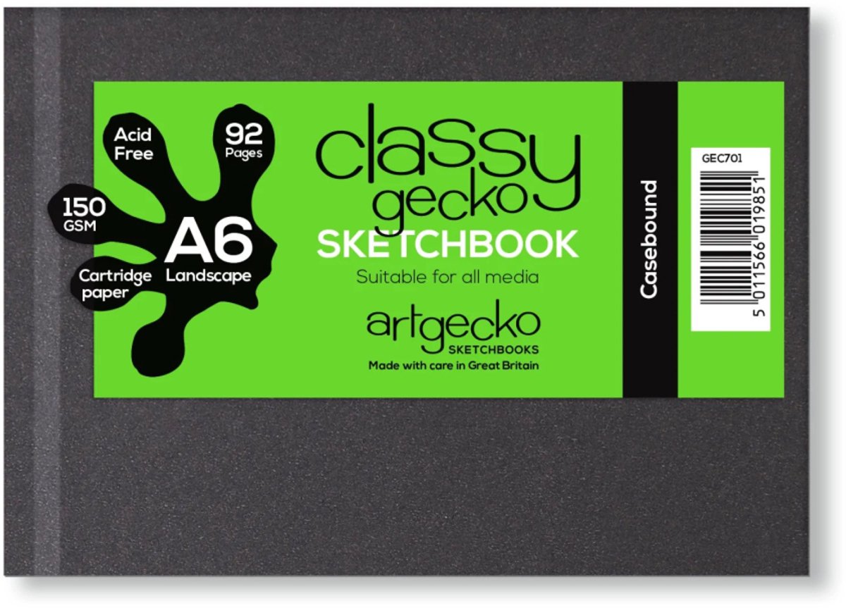 Artgecko schetsboek A6 landschap 150gr 46 vel wit - creatief papier.