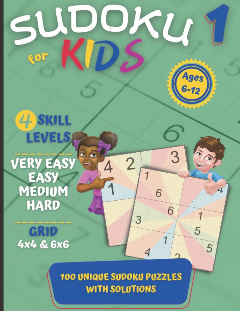 Sudoku Puzzelboek voor Kinderen 6-12 Jaar: Makkelijke en Uitdagende Logische Spelletjes met Oplossingen