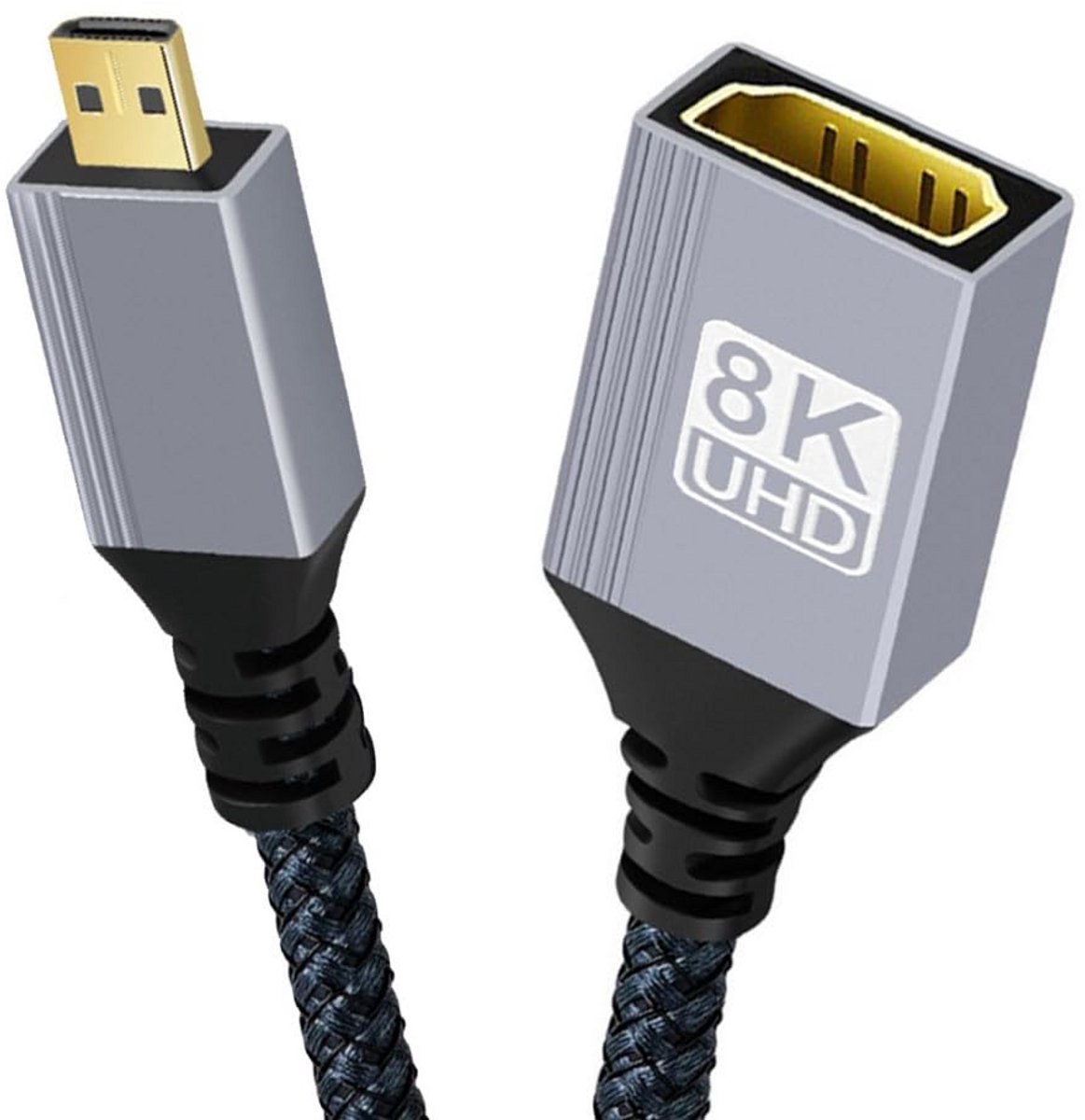 8K Micro HDMI 2.1 Verlengkabel (Type D M/V) voor Laptop, Camera en Monitor