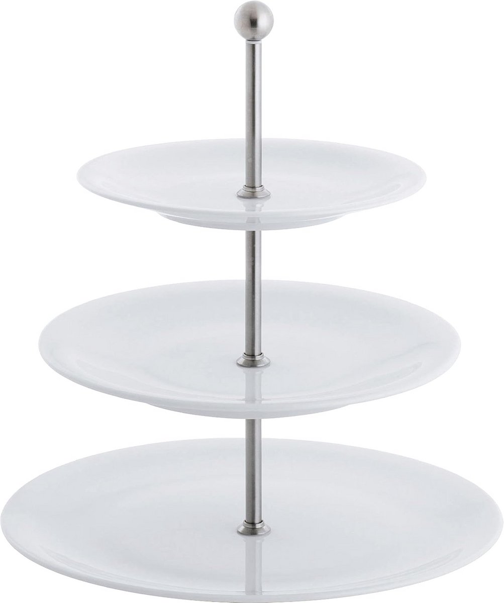 Etagere Drie Delen Porselein Wit – Stapelbaar en Multifunctioneel Serveerplateau