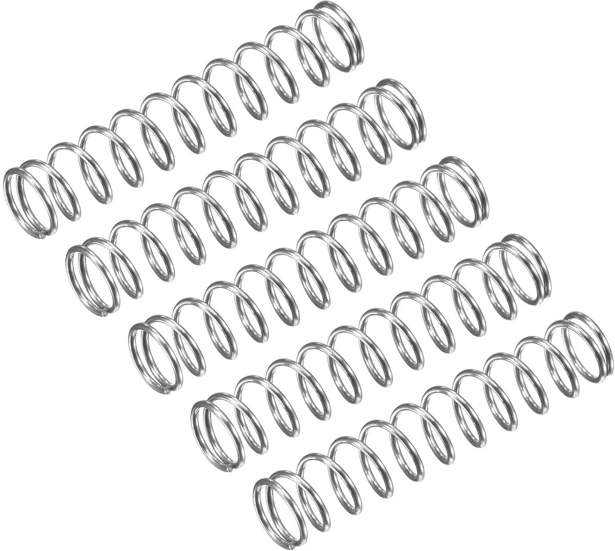5 Stuks Drukveren RVS 304 - 5mm Buitendiameter, 0.5mm Draaddikte, 25mm Lengte