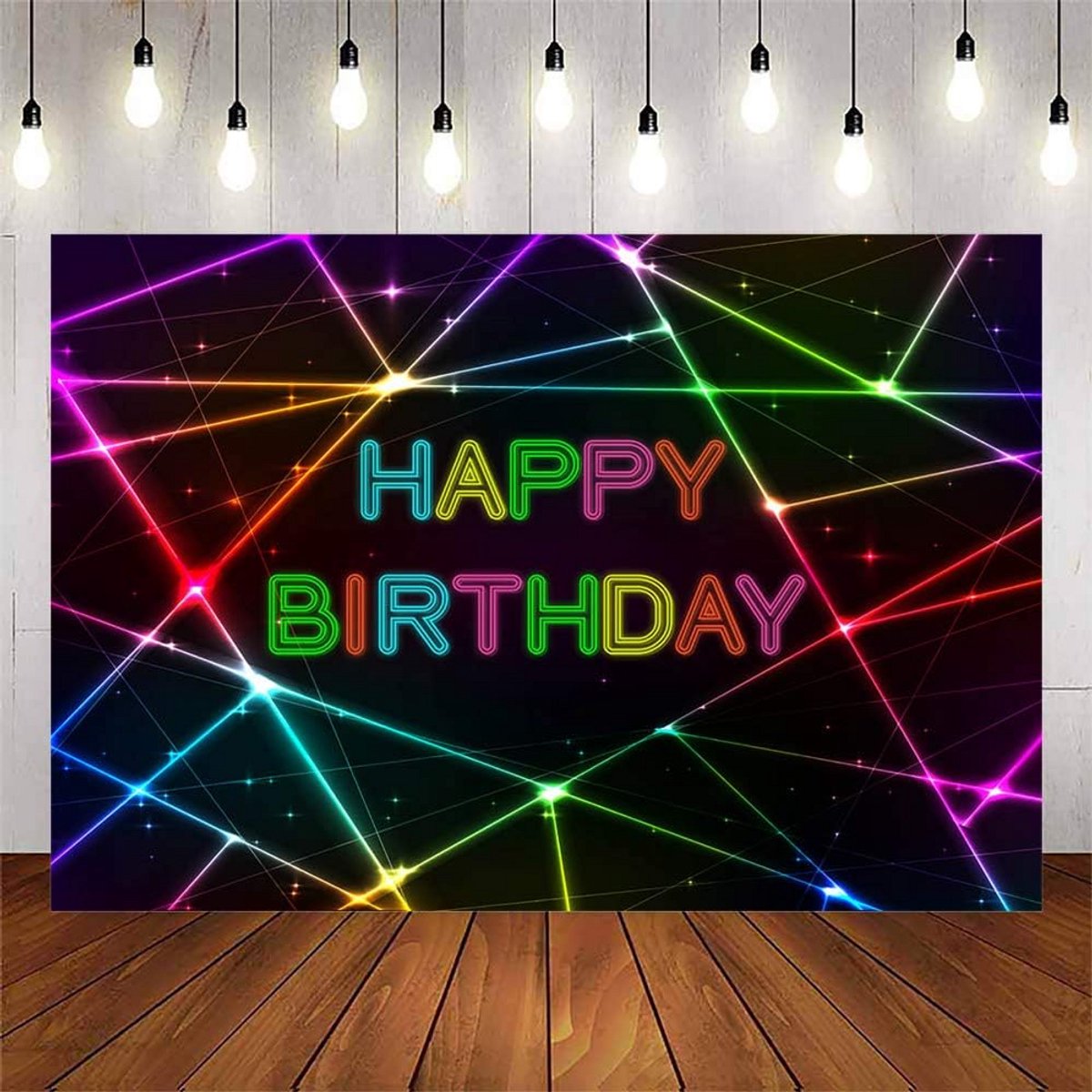 Neon Verjaardag Achtergrond 'Let's Glow' Feestdecoratie 7x5ft