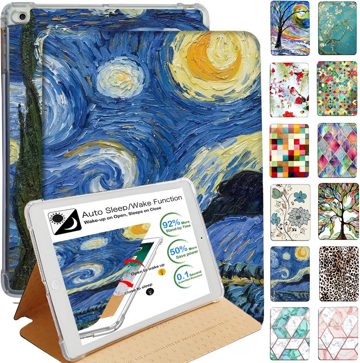 Beschermhoes voor iPad Mini 1 t/m 5: Flexibel Siliconen Folio met Sterrenhemel Design