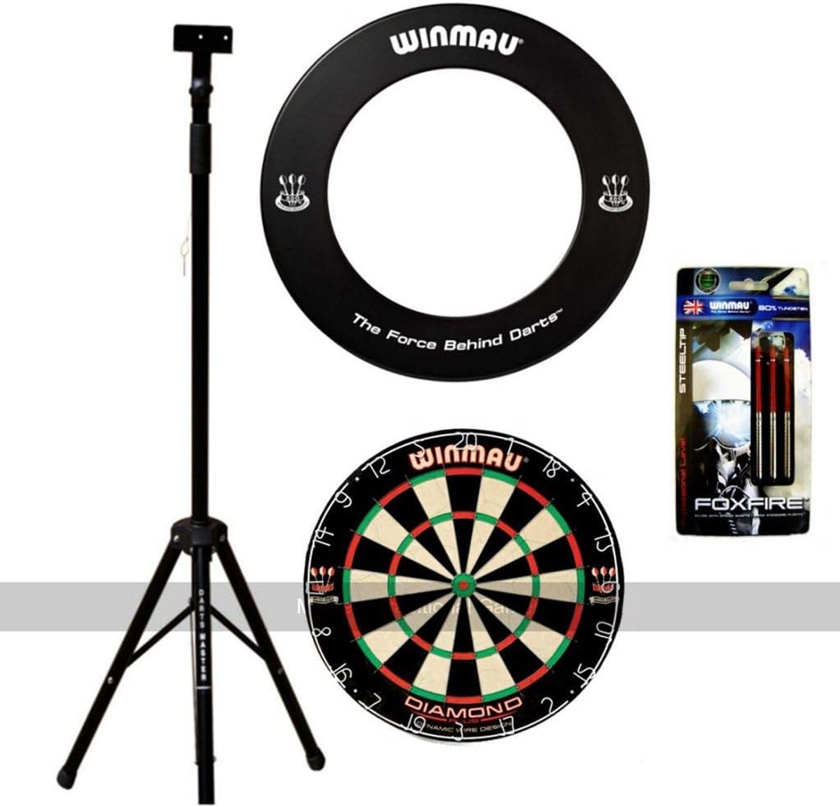 Dartbord Set met Verstelbare Standaard, Surround en Steel Tip Darts