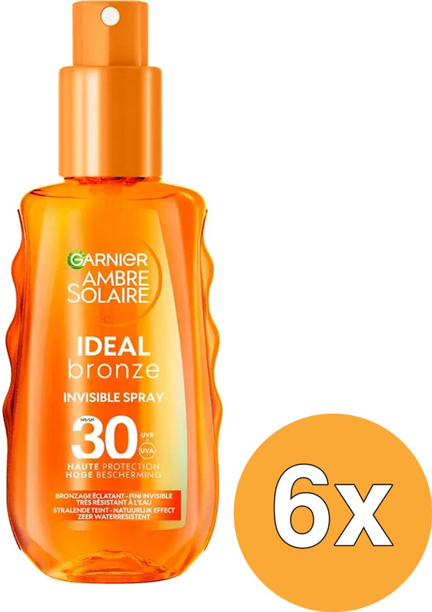 6x Garnier Ambre Solaire Ideal Bronze Onzichtbare Spray SPF30 (150 ml)