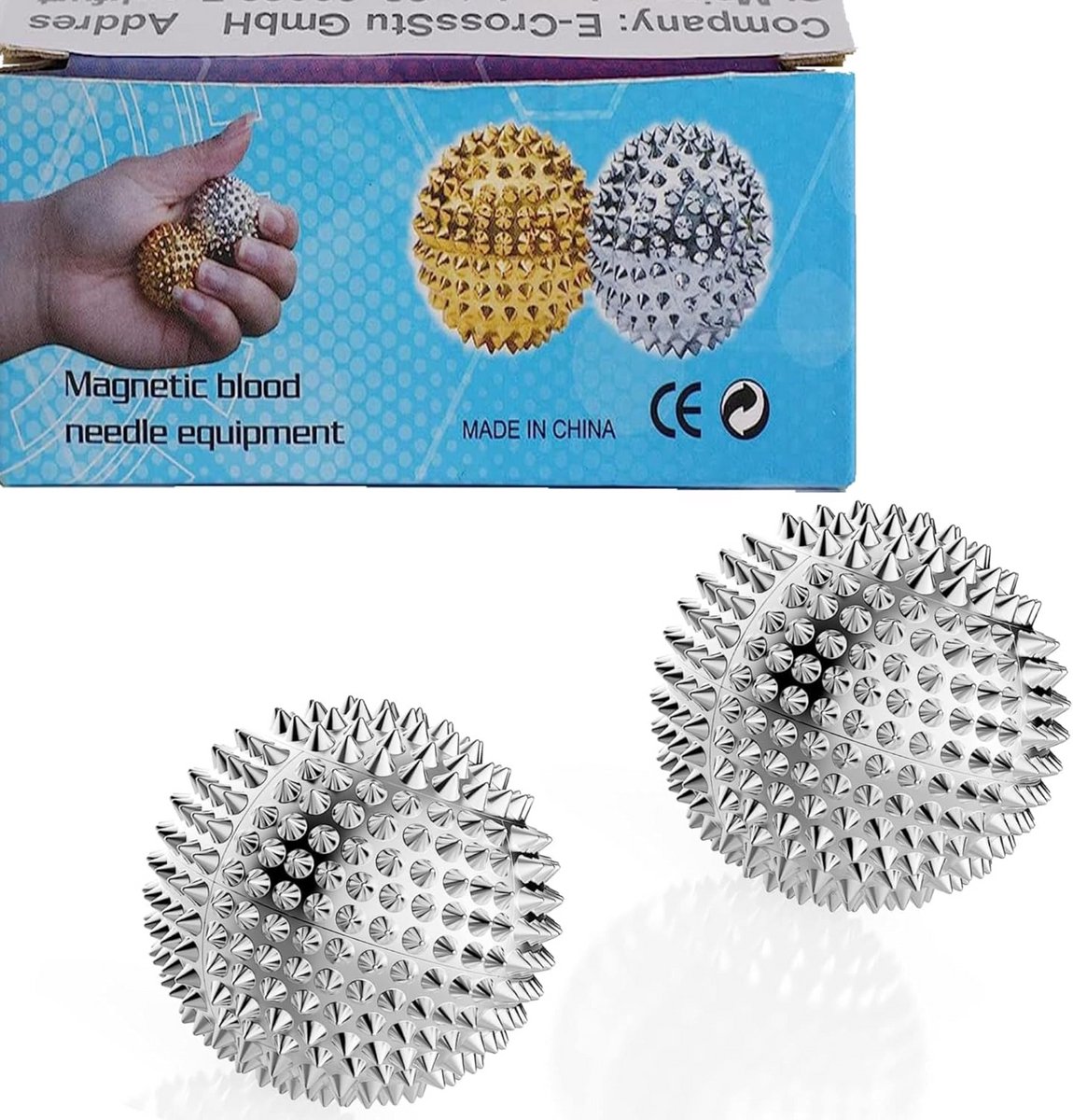 Set van 2 Magnetische Spiky Massageballen voor Handen en Pijndruk Verlichting