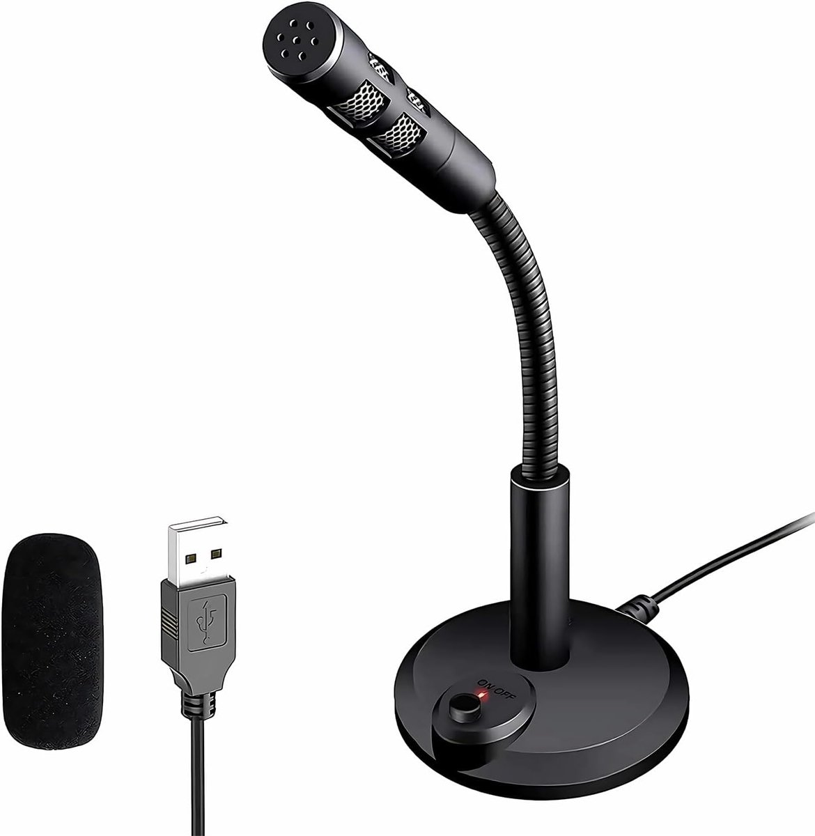 USB Desktop Microfoon met Mute Knop en LED - Plug & Play voor PC, Laptop, Gaming, Streaming en Podcast