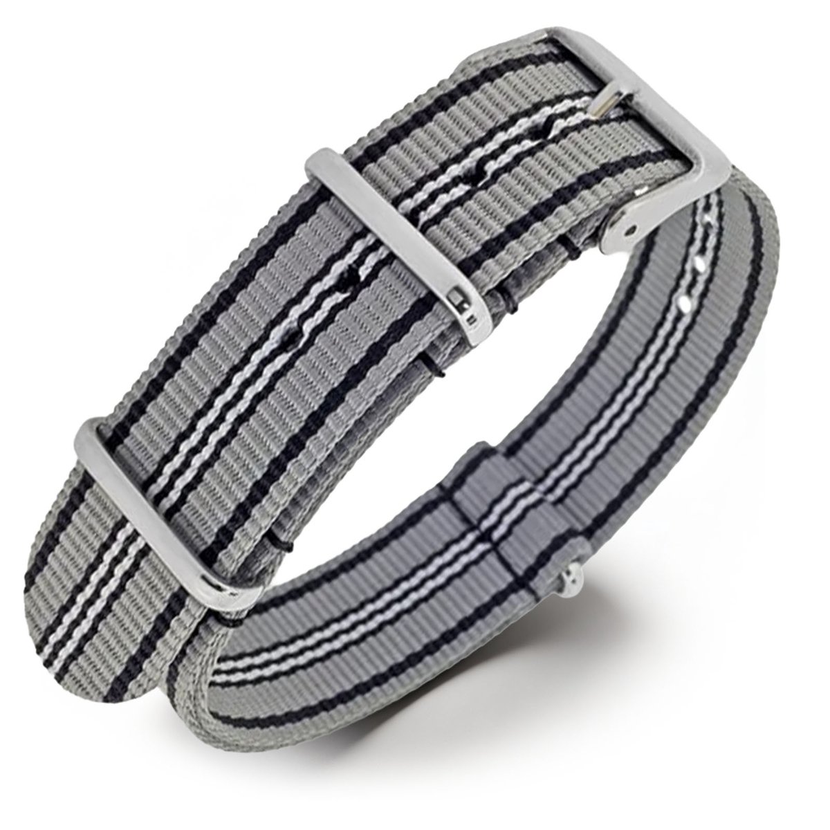 NATO Horlogeband G10 Military Nylon Strap - Grijs Zwart Wit 18mm