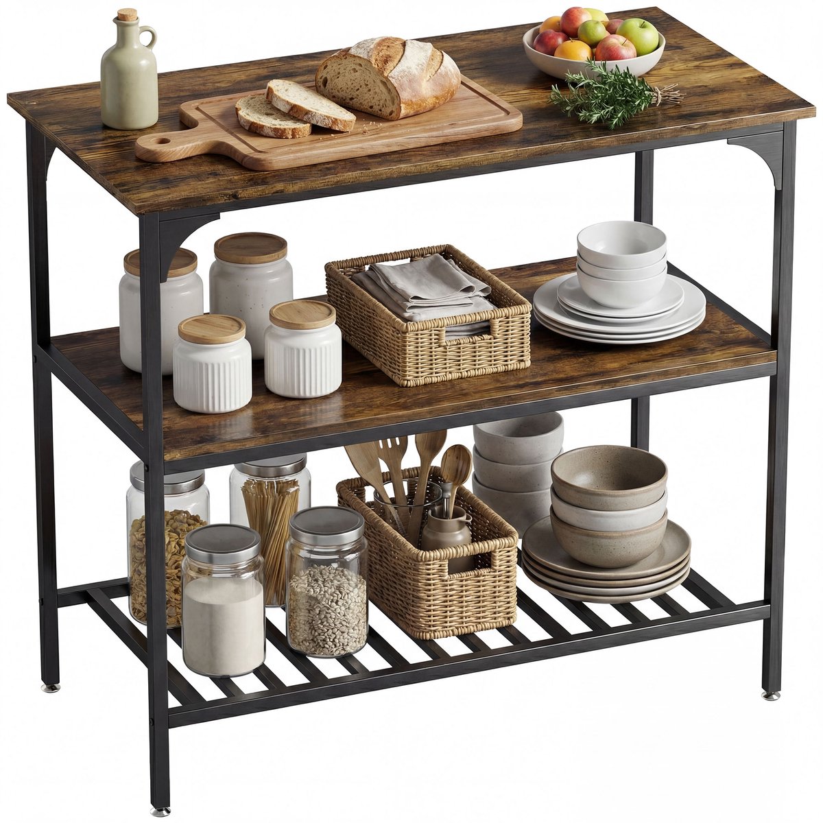 HOMCOM keukenrek - koelkastorganizer - 100L x 50B x 90H cm - rustiek