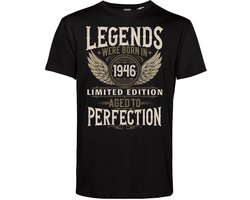 T-shirt Legends where born in 1946 | 80 Jaar Verjaardag Shirt – 80e Verjaardag – Cadeau voor Man of Vrouw | Zwart | maat M