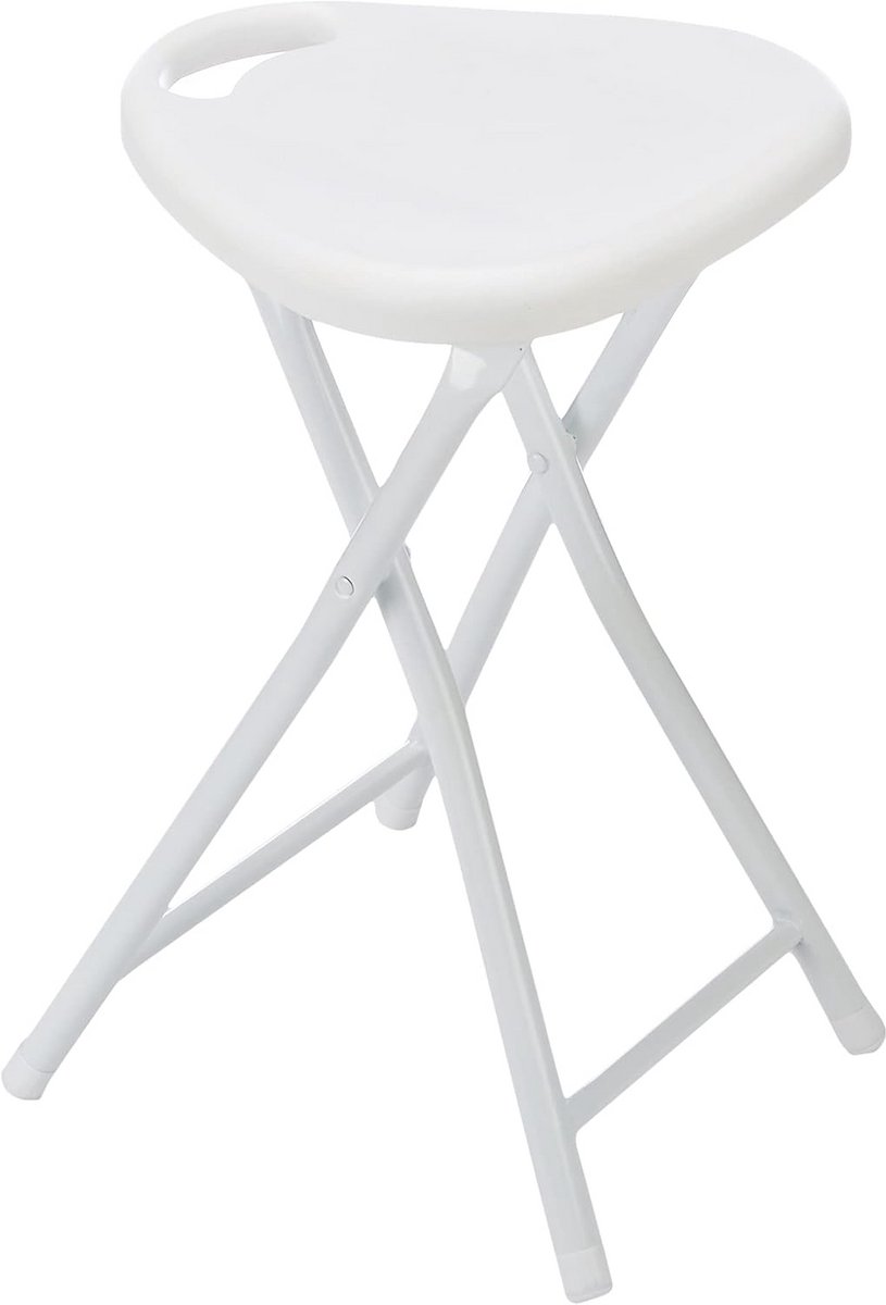 Inklapbare ABS Kruk met Stalen Onderstel - Wit - 31x46,5x31 CM