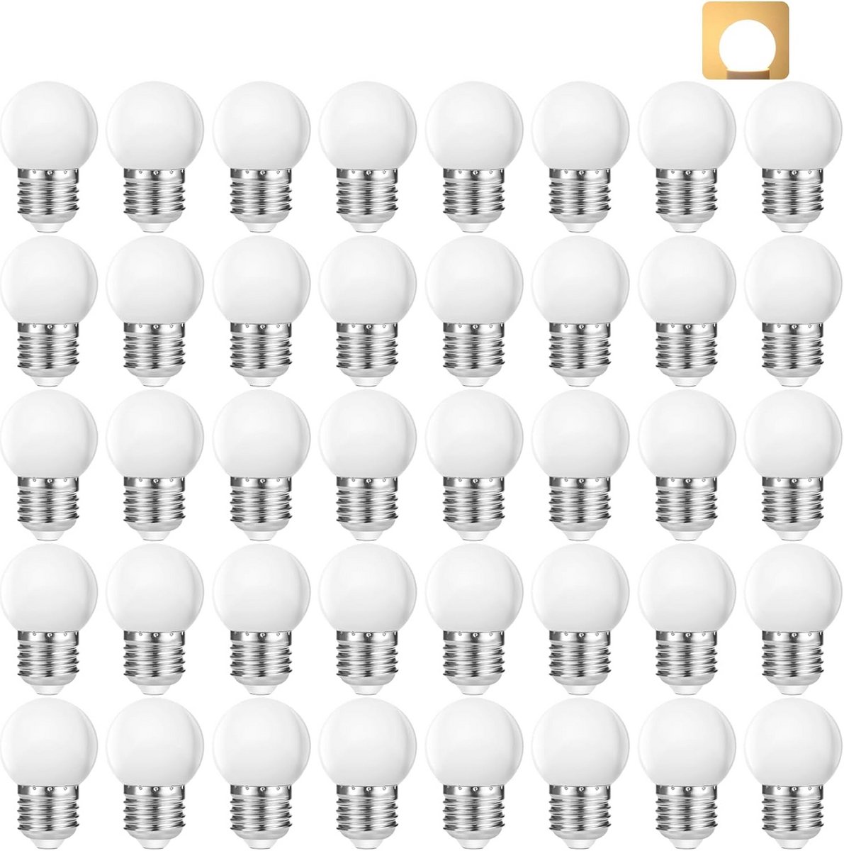 40x LED Lamp E27 Warm Wit G45 1W Vervanging voor 5W Gloeilampen