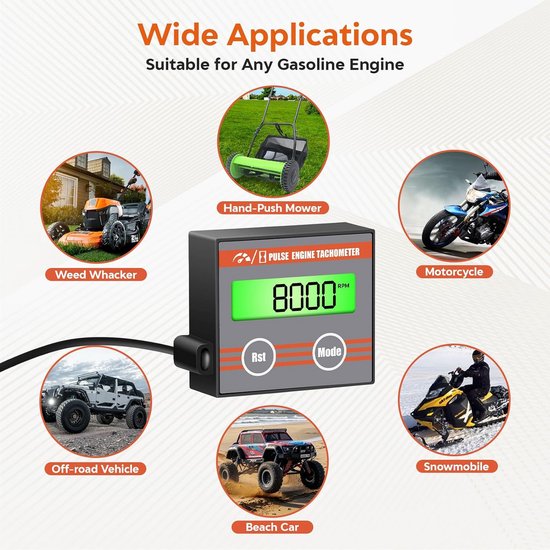 Digitale Toerenteller voor 2-takt en 4-takt Motoren - Urenteller en RPM Display — afbeelding 5