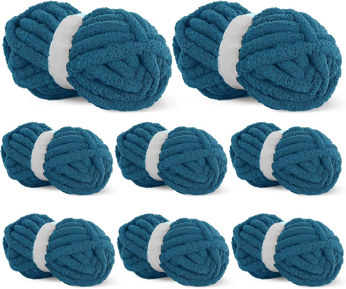 Grof Chenille Garen Set Indigo Blauw - Dik Pluche Brei- en Haakgaren