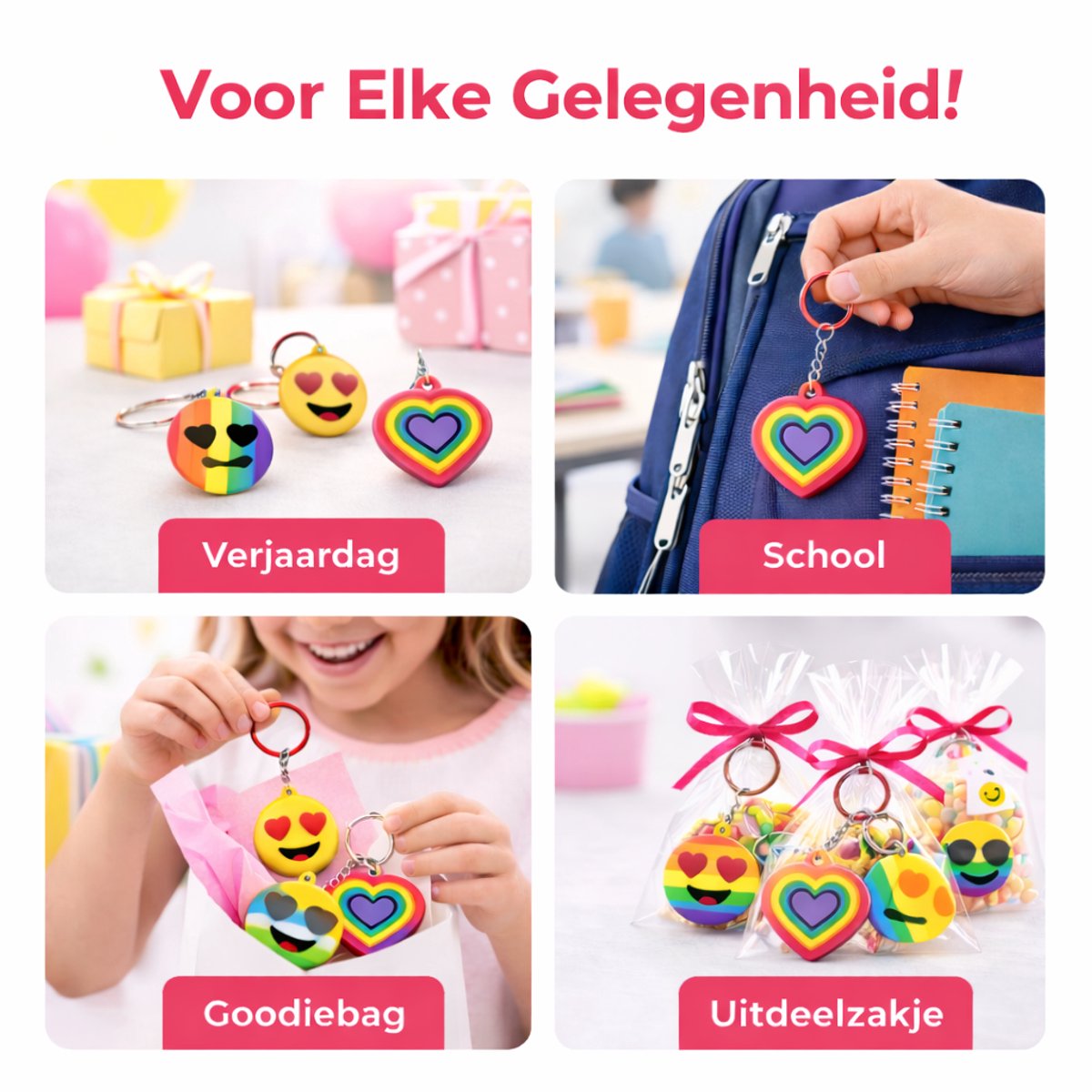Isa's Friends® - Uitdeelcadeaus Sleutelhangers Rainbow - 24 stuks - Traktatie - Uitdeelcadeautjes voor Kinderen — afbeelding 4