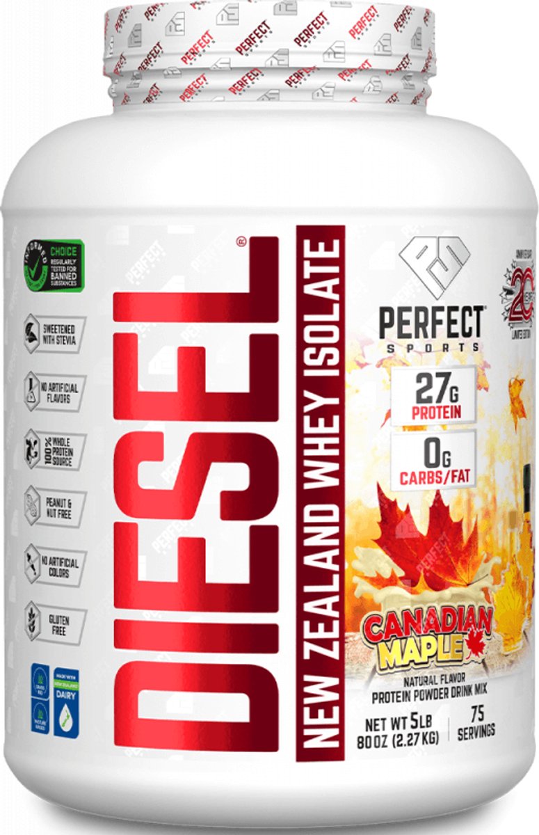 Perfect Sports Diesel 100% New Zealand Whey Isolate (5lbs) Canadian Maple - Eiwitten - Wei-eiwit isolaat