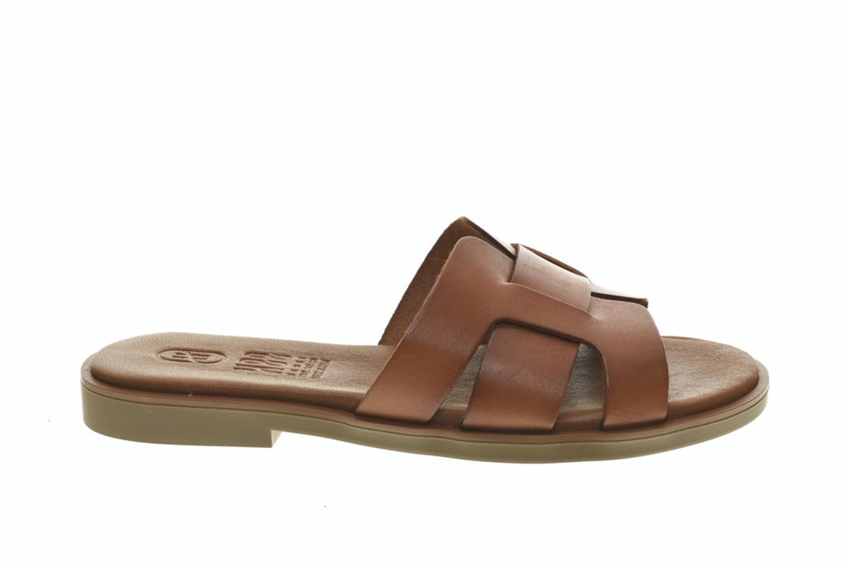 Cognac Fashion Slippers Leer Hee maat 41