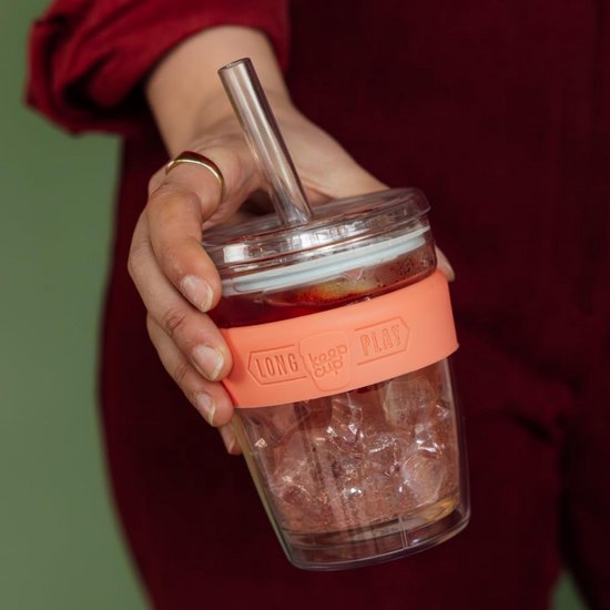 Dubbelwandige Ijskoffie Beker met Deksel en Rietje - 340ml — afbeelding 3
