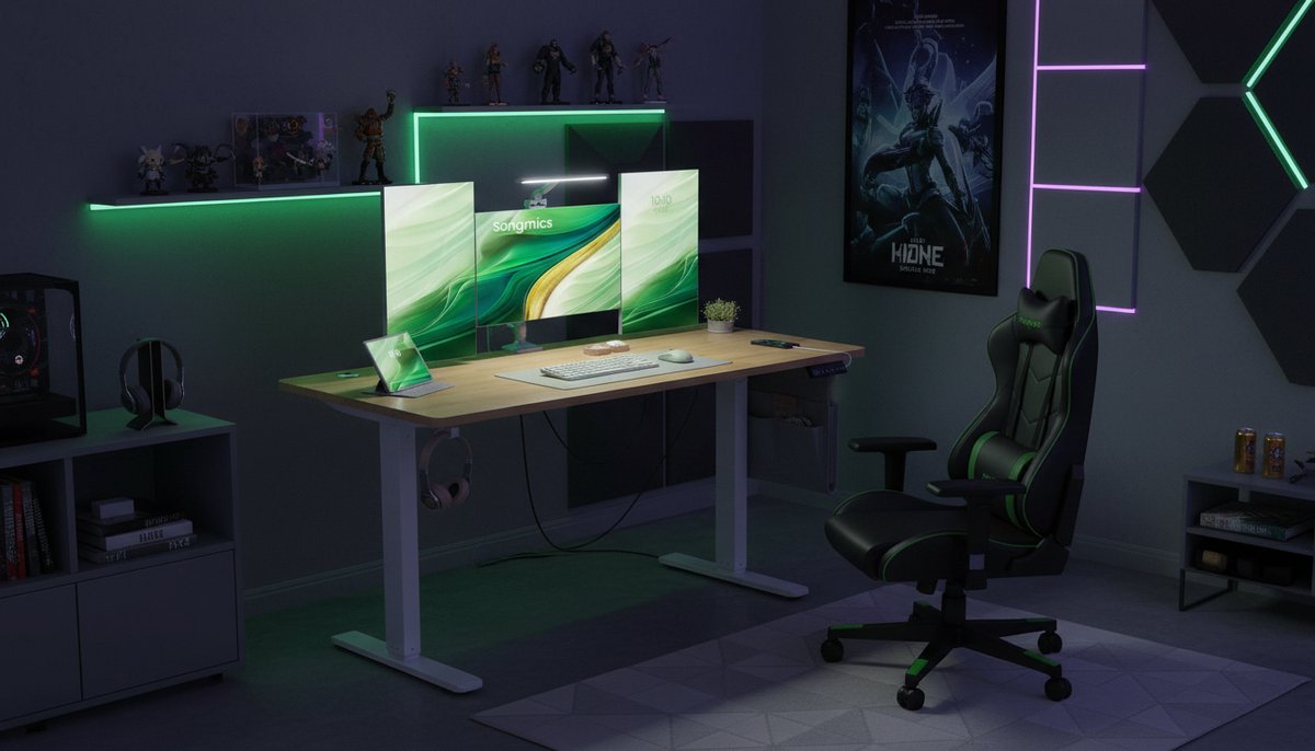 Electric Desk Casa Velluto – Adjustable Height Sit-Stand Desk 140x60 cm, Gold Oak, Memory Function for 4 Heights, USB-C Charging, Sturdy Steel Frame, Home Office & Professional Workspace