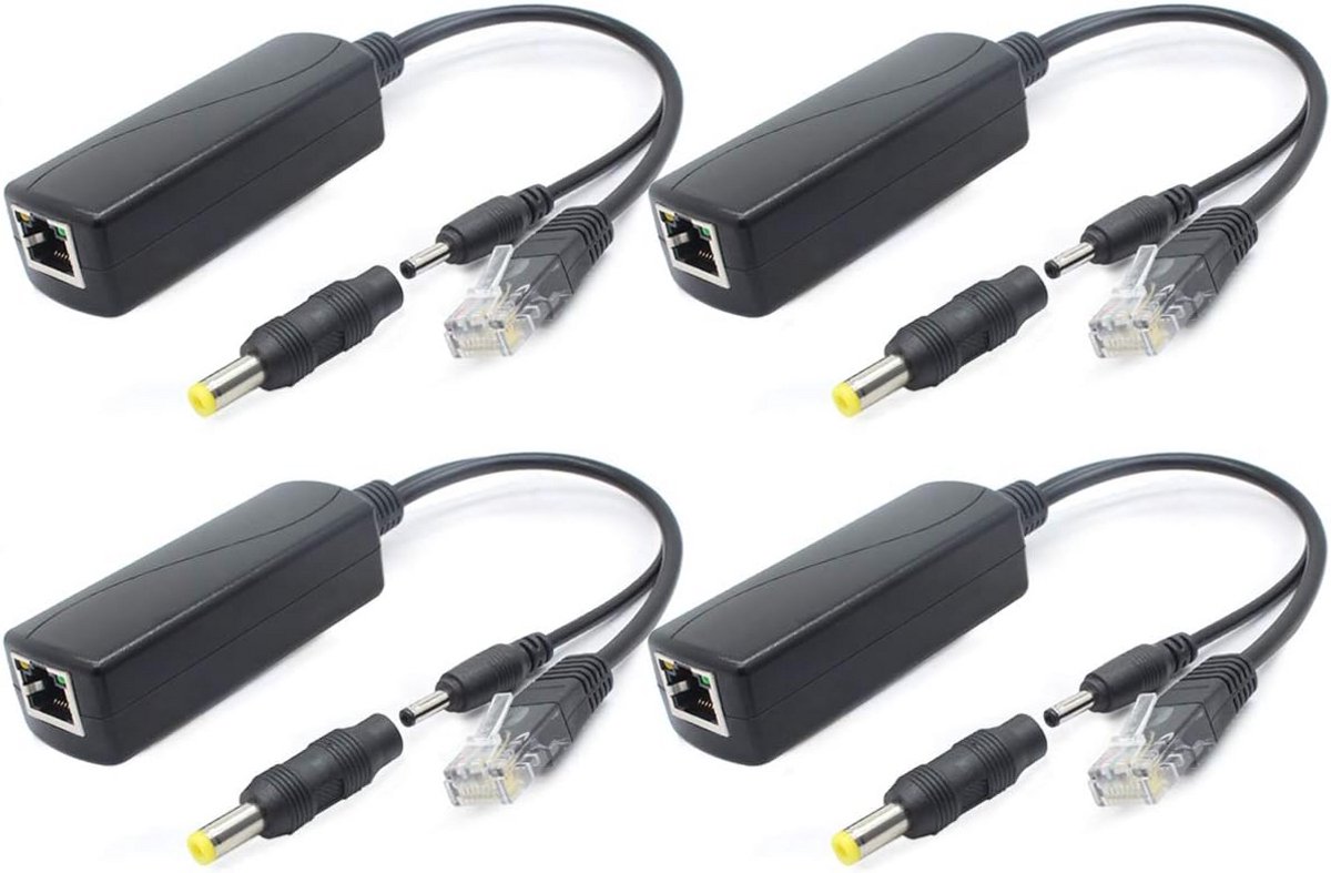 4 Stuks PoE Splitter Gigabit 48V naar 5V 2.4A Adapter voor IP Camera en PoE Apparaten