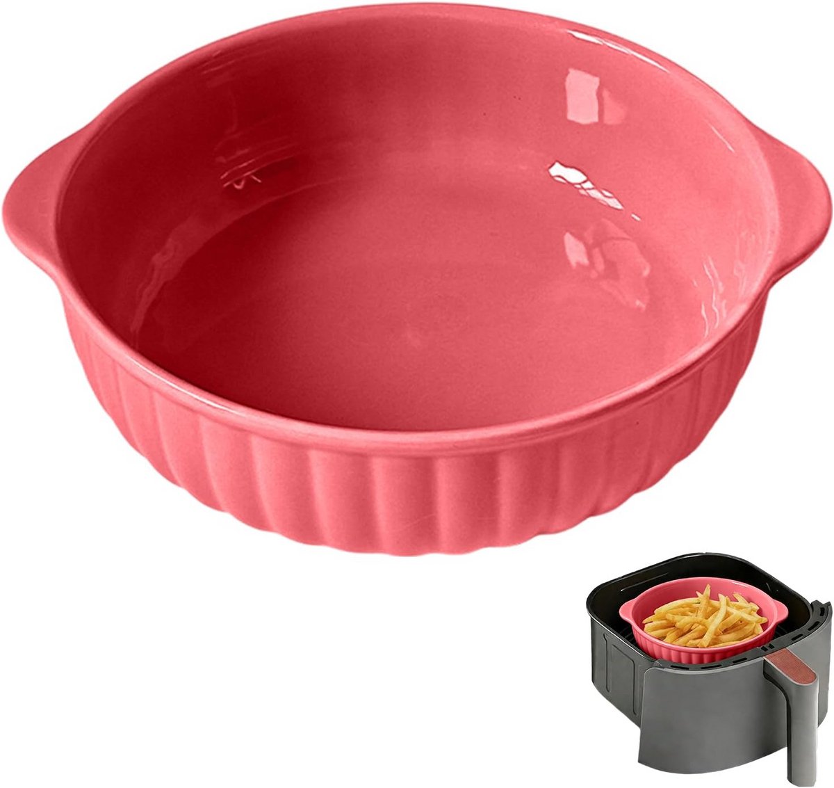 Ronde Keramische Ovenschaal 700 ml met Handvatten Geschikt voor Oven en Airfryer