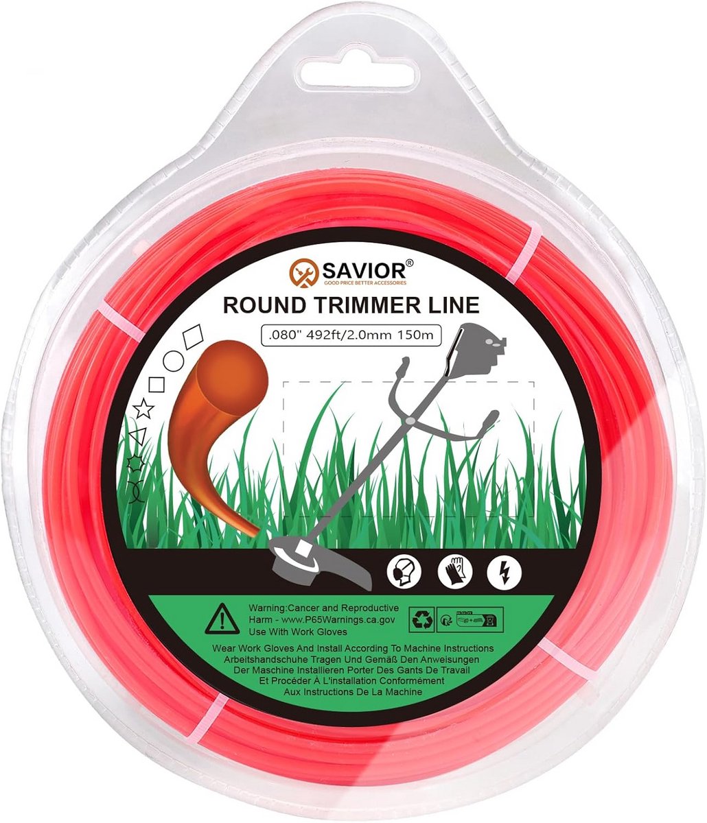Ronde Maaidraad 2,0 mm x 150 m Nylon Trimmerdraad voor Gazon en Onkruid