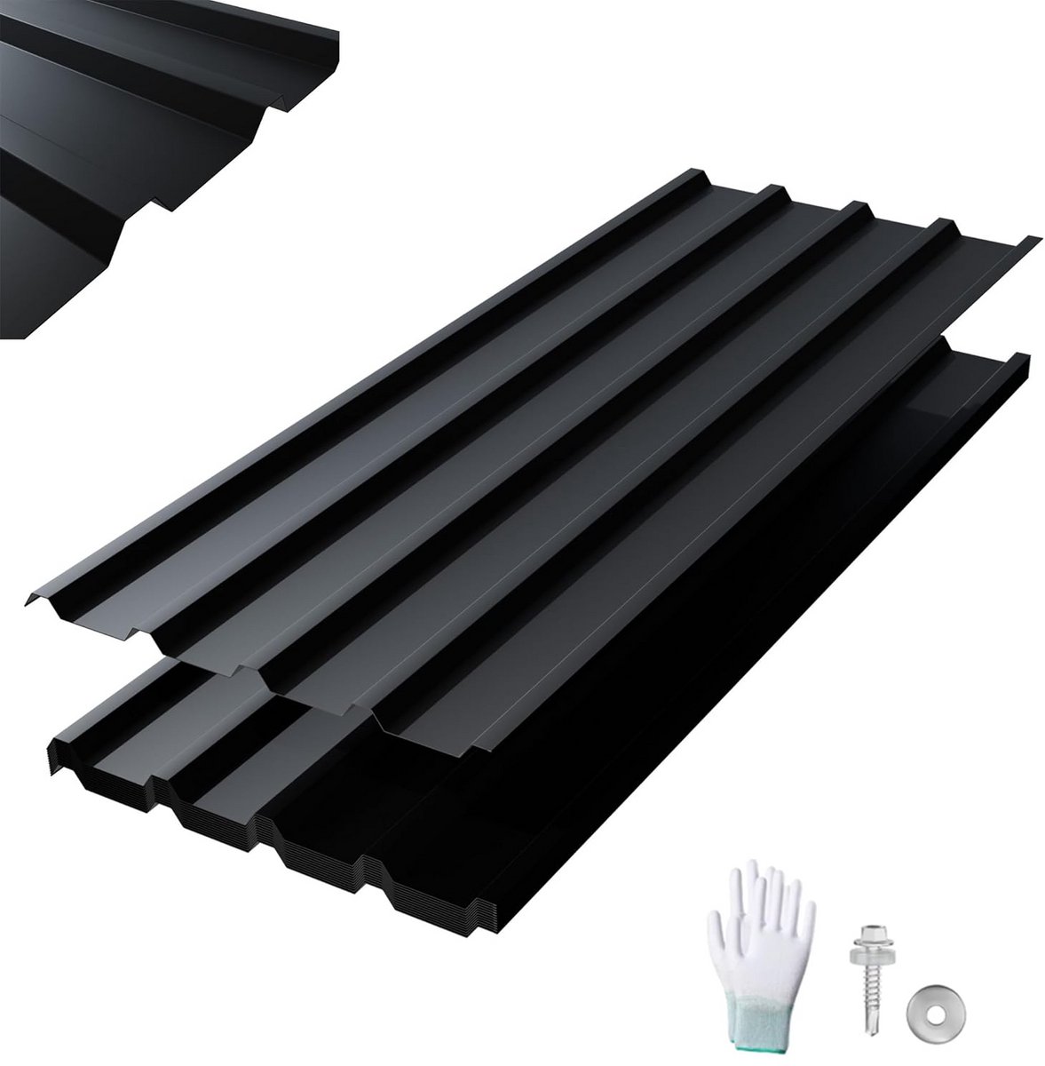 12x Zwarte Trapezium Plaat Dakbedekking - 115x45 cm XXL Set - Weer- en Corrosiebestendig S
