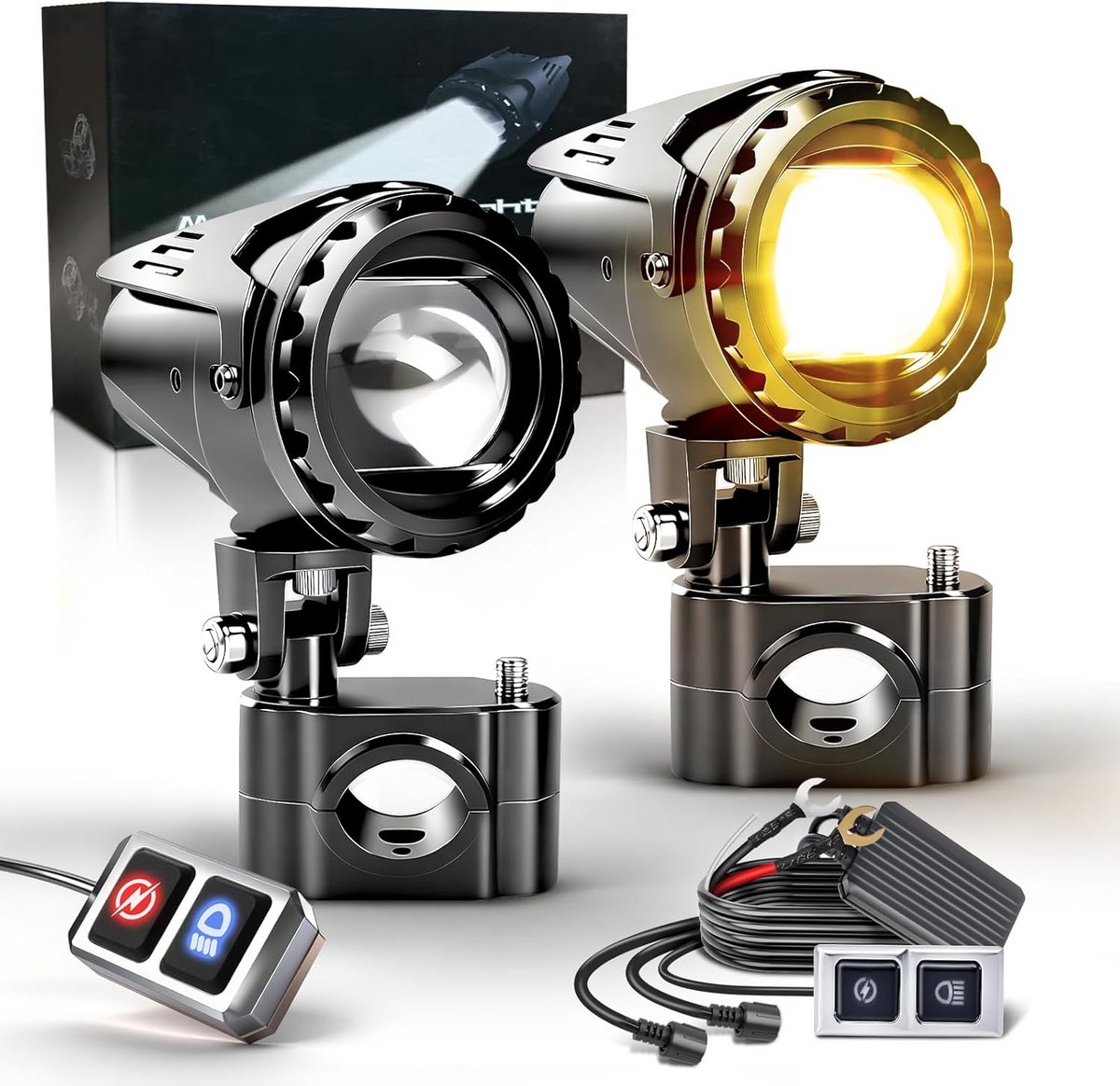 Krachtige Motorfiets Mistlampen 70W 35000lm met 7 Stroboscoop Modi