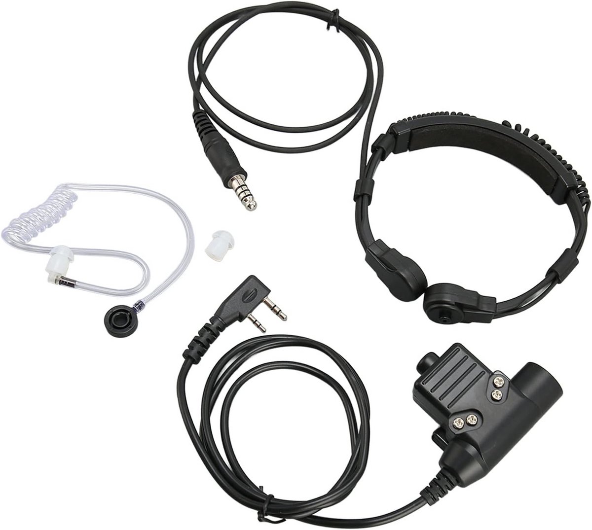 Tactische Keelmicrofoon Headset met Akoestische Buis en U94 PTT voor 2-Weg Radio's