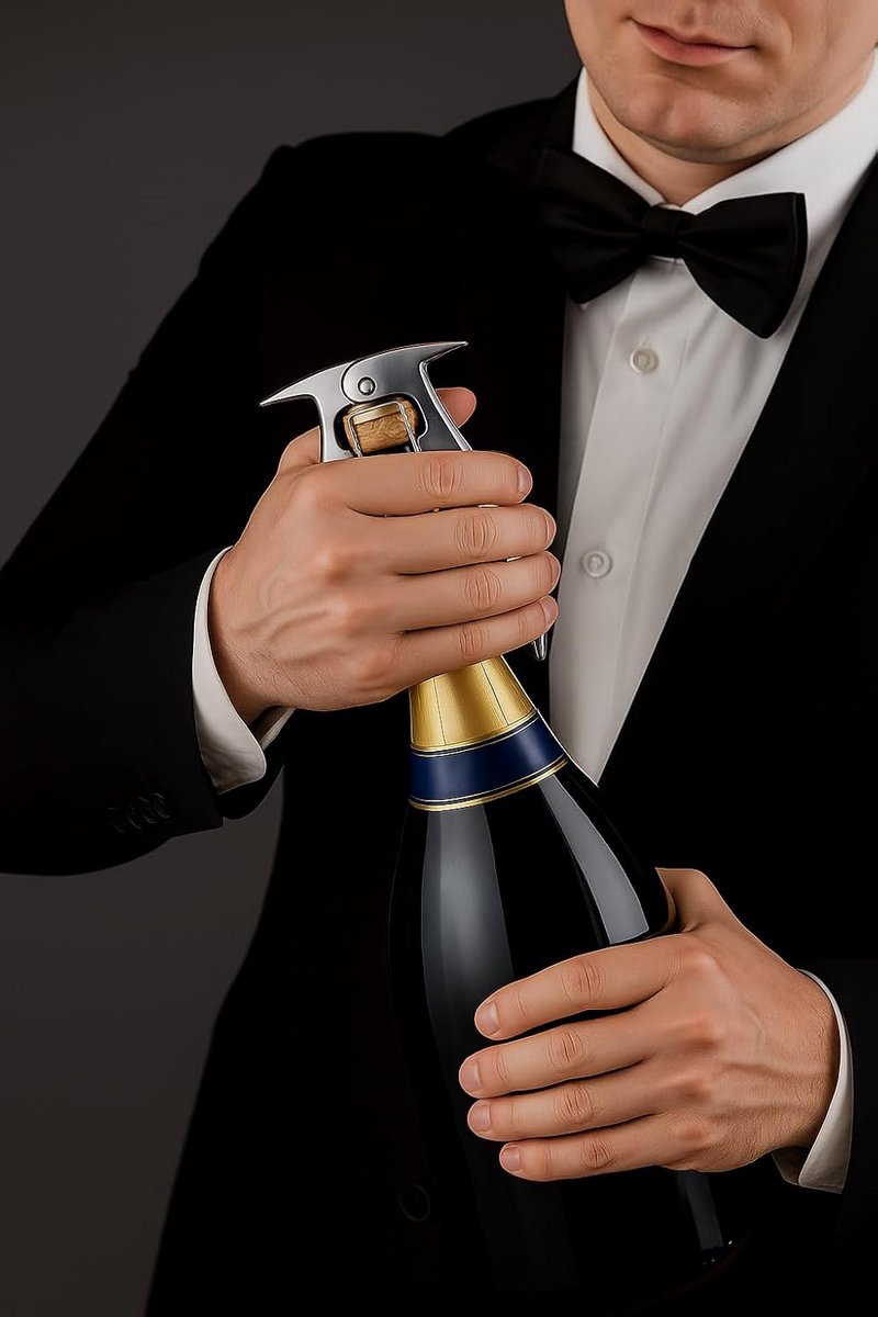 Veilige Champagne Kurkentrekker met Draaimechanisme