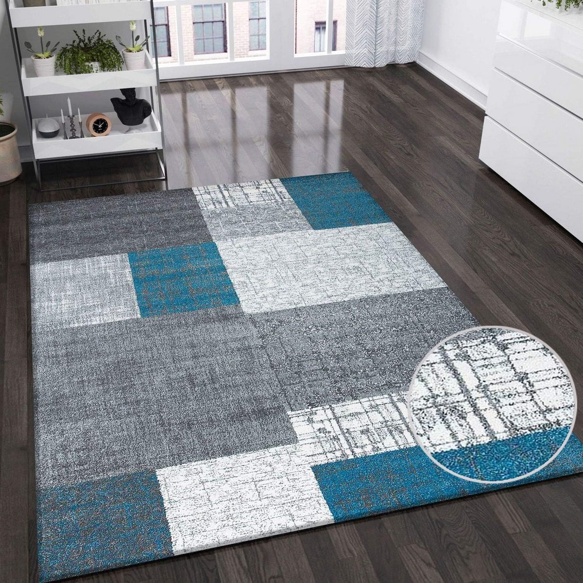 Laagpolig Geometrisch Tapijt 60x110 cm - Onderhoudsvriendelijk en Geschikt voor Vloerverwa