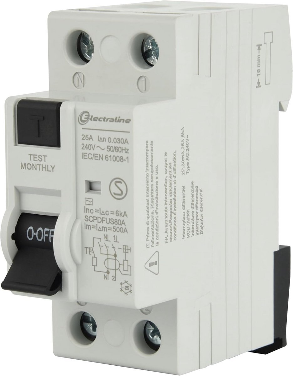 Aardlekschakelaar 25A - 30mA Gevoeligheid - Veiligheid voor Elektrische Installaties
