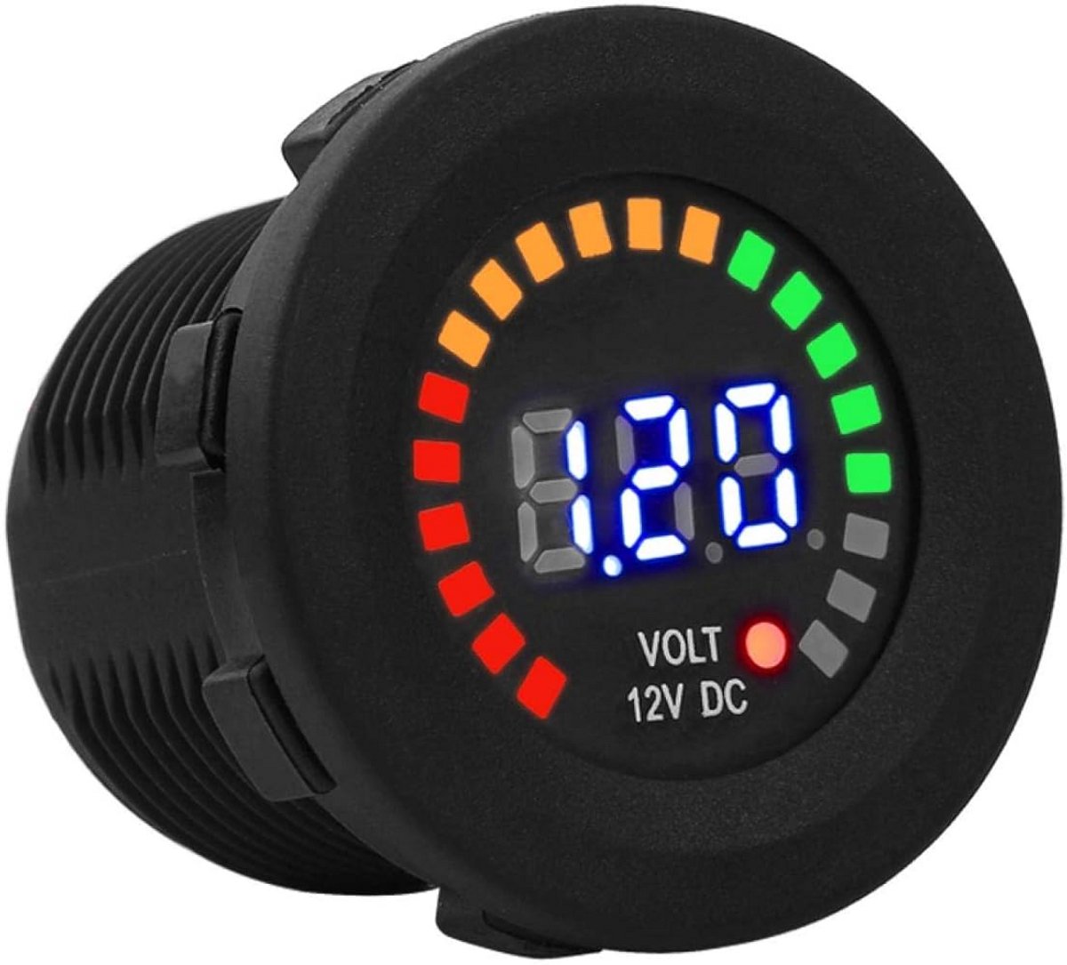 Digitale LED Voltmeter voor Auto, Motor en Boot - Waterdichte DC Display voor 12V Accu's