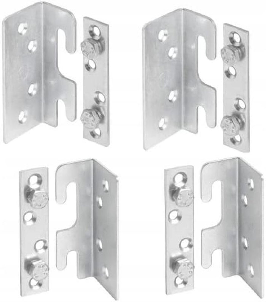 Metalen Bedverbinder Haken Set voor Bedframes - 4 Stuks Inclusief Schroeven