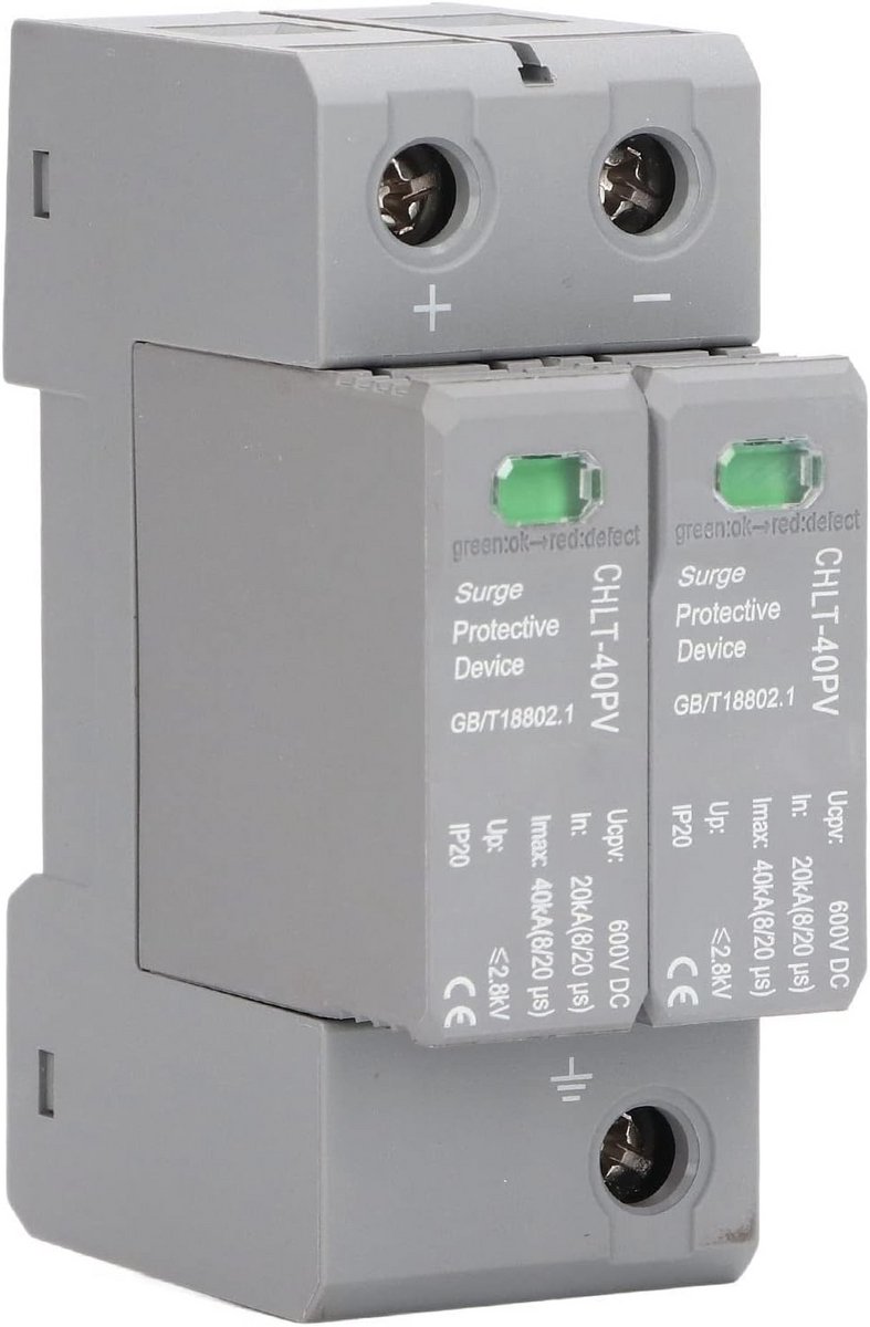 2P Overspanningsbeveiliging DC 600V voor Zonnepanelen en PV Systemen