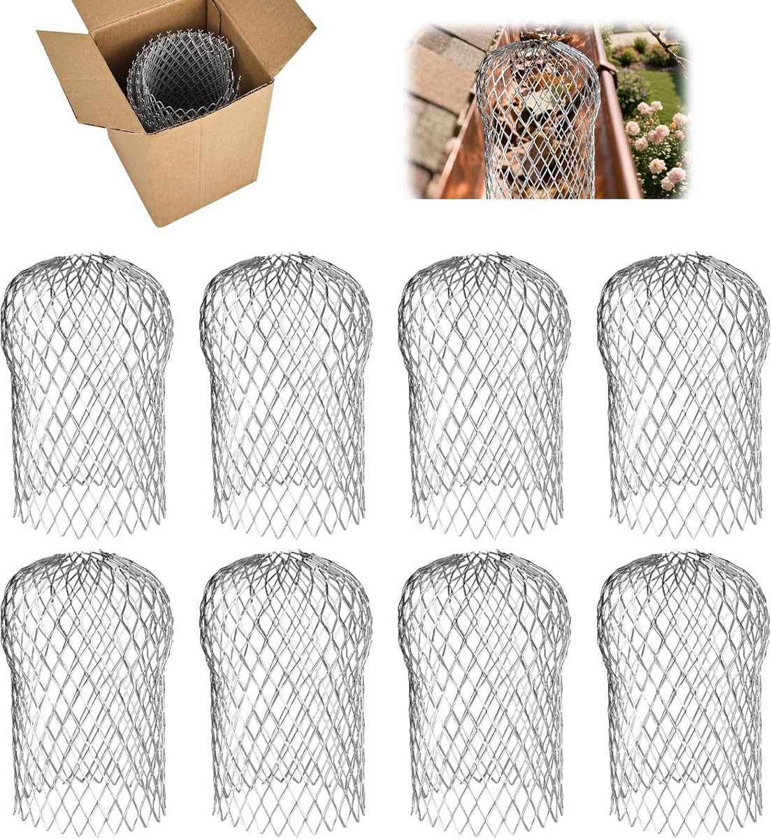 8x Uitbreidbare Dakgootbescherming Bladbescherming Set - Aluminium Gootzeef tegen Verstopping