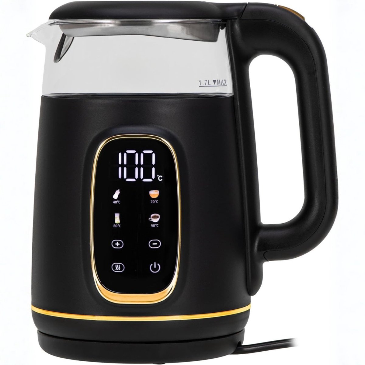 SCH® Waterkoker met Temperatuurregeling - Waterkoker - Zwart/ Goud - 21cm x 16cm x 25cm