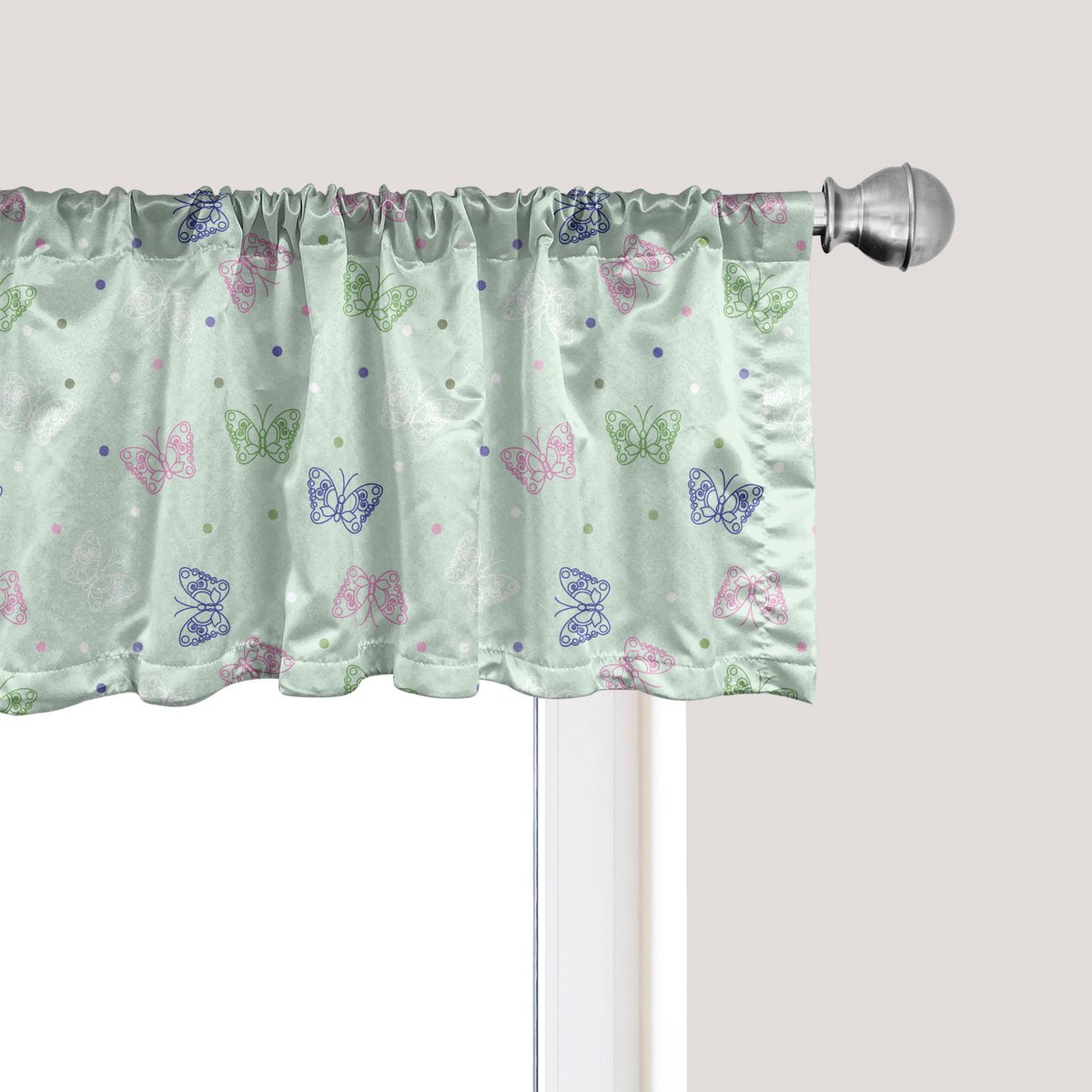 ABAKUHAUS Motten Raamvalletje, Gordijnvalletje voor Keuken en Slaapkamer Decoratie met Tunnelzoom, 137 cm x 45 cm, Lichtpaars en Mintgroen