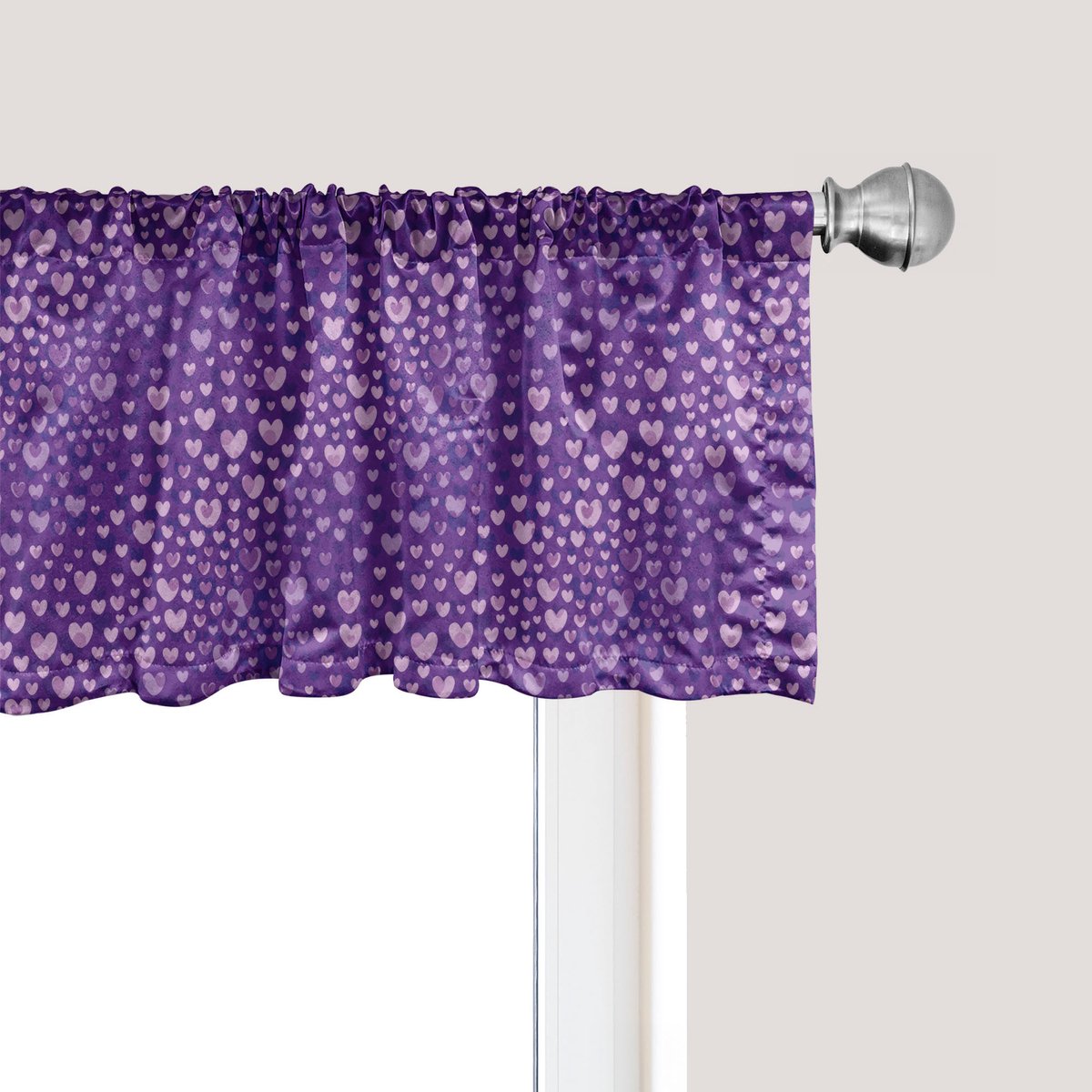 ABAKUHAUS Romantisch raamvalletje, gordijnvalletje voor keuken en slaapkamer met tunnelzoom, 137 cm x 45 cm, violet en paars