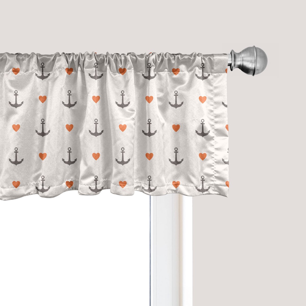 ABAKUHAUS Anker Raamvalletje, Gordijnvalletje voor Keuken en Slaapkamer met Tunnelzoom, 137 cm x 45 cm, Vermiljoengrijs