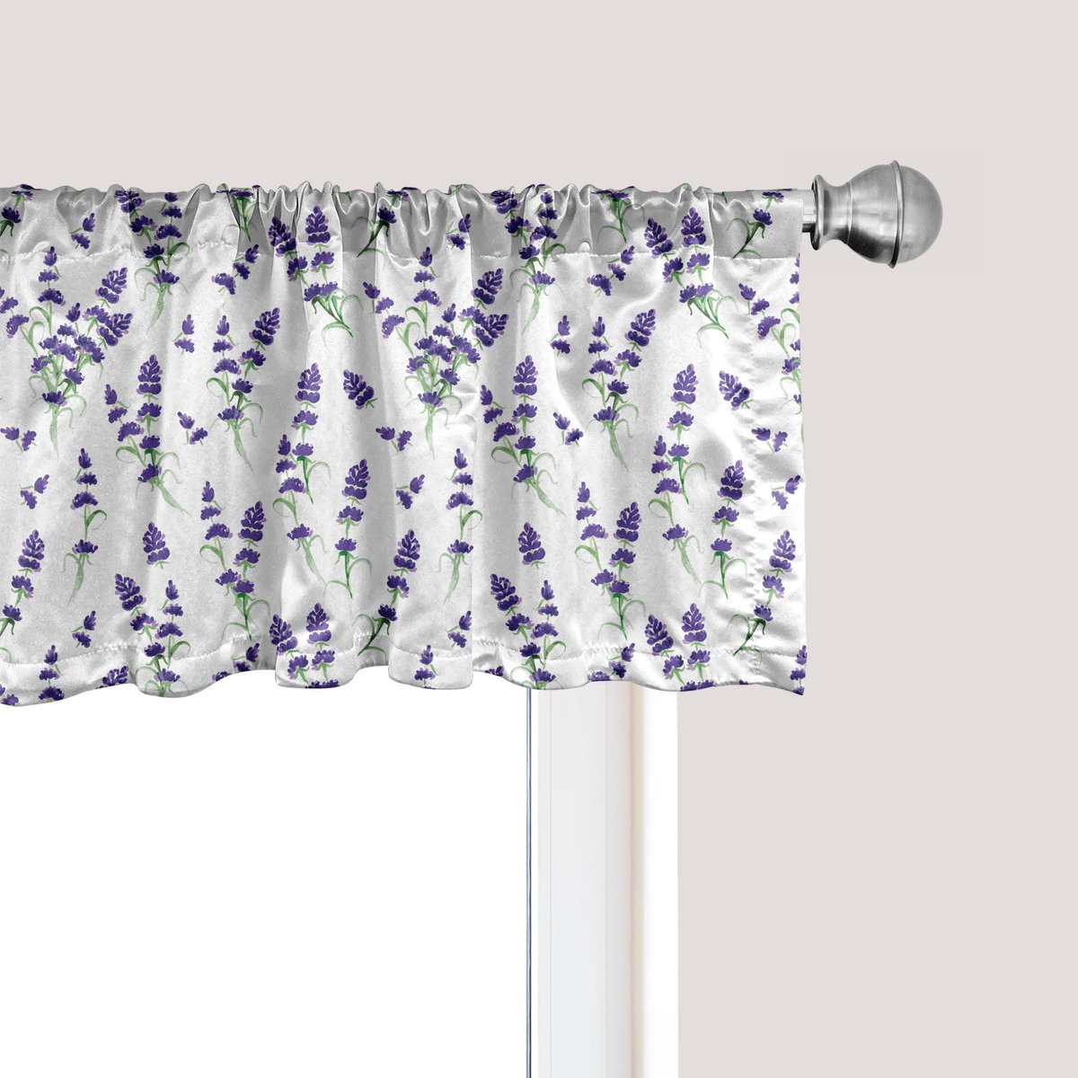 ABAKUHAUS Bloemenraamvalletje, Gordijnvalletje voor Keuken en Slaapkamer met Tunnelzoom, 137 cm x 45 cm, Violetgroen