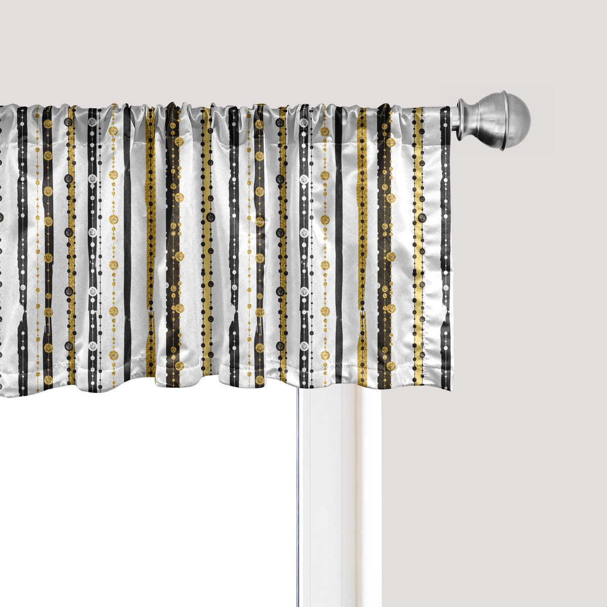 ABAKUHAUS Gestreept raamvalletje, gordijnvalletje voor keuken en slaapkamer met tunnelzoom, 137 cm x 45 cm, zwart geel