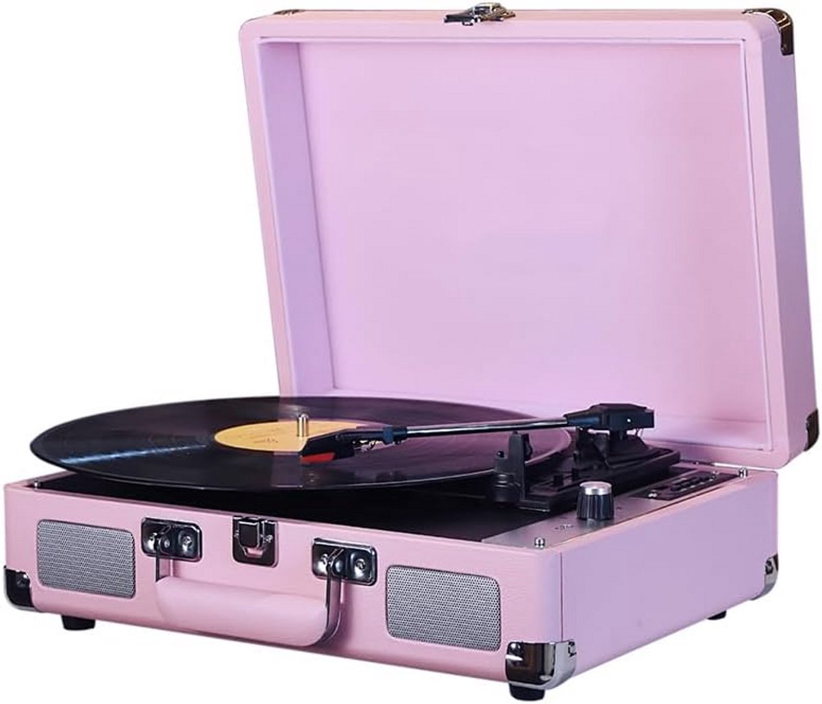 Draagbare Platenspeler in Koffer met Bluetooth en USB - Vinyl Afspelen 3 Snelheden