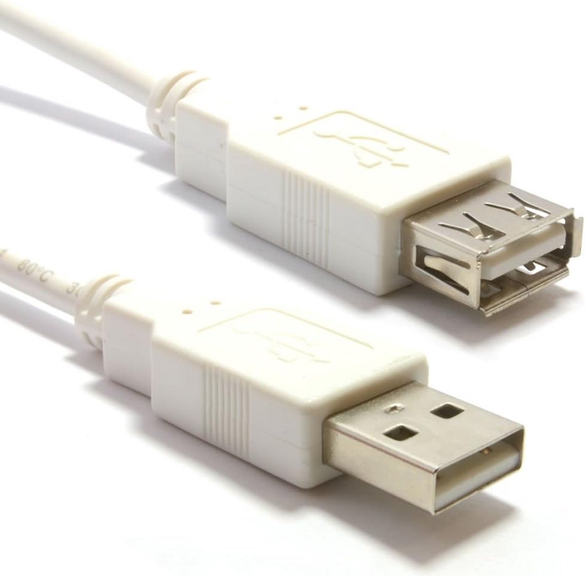 Verlengkabel USB 2.0 High Speed Wit 2 Meter voor Printer en Randapparatuur