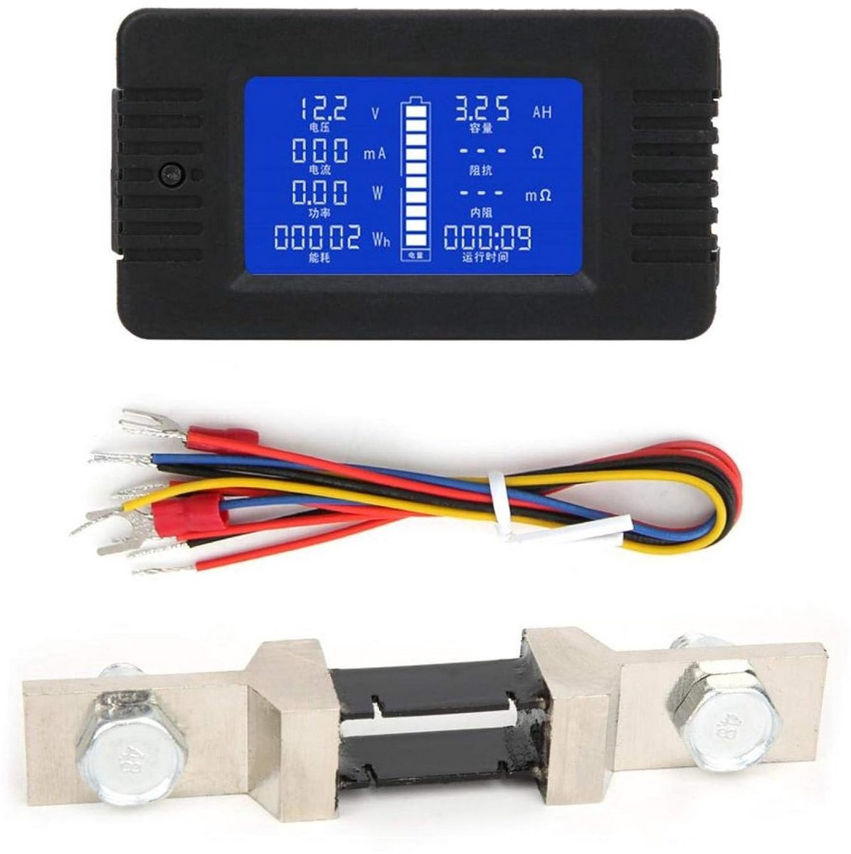 Multifunctionele DC Batterijtester met LCD-display voor spanning, stroom en capaciteit