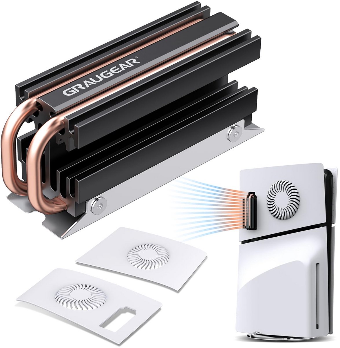 M.2 SSD Koelpakket voor PS5 Slim met Optimale Ventilatie en Heatpipe Koeling