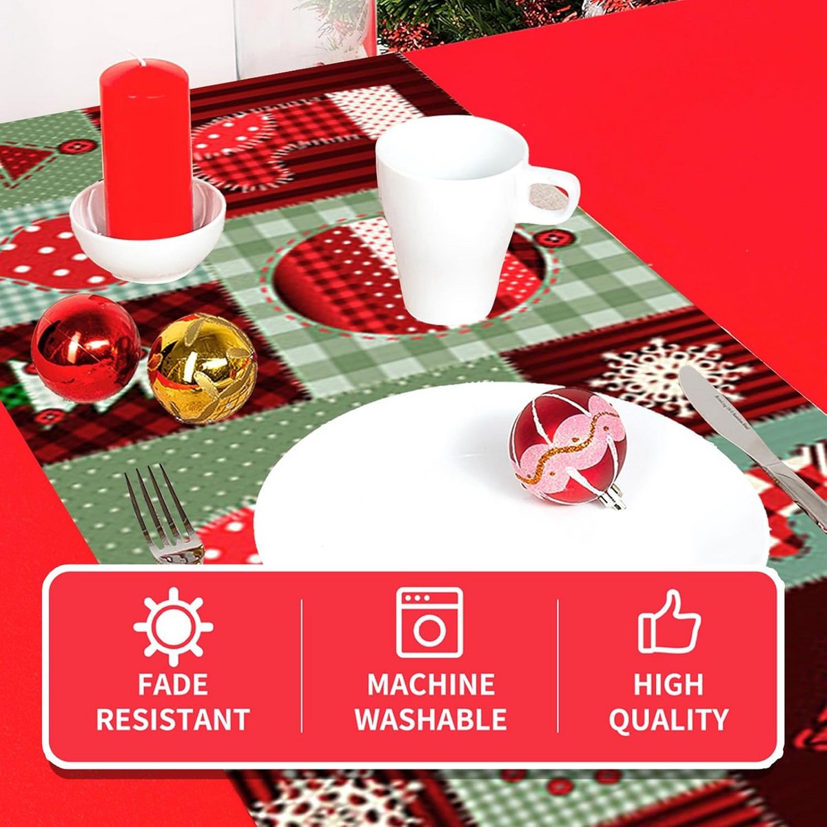 Lange Kersttafelloper Polyester 40x180 cm - Wasbare Kerstdecoratie voor Tafel