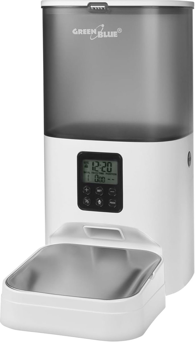 Automatische Voerdispenser - Huisdier Voedertafel - Geprogrammeerd Voeren - Tot 8 Maaltijden - 6 Liter Capaciteit - Wit